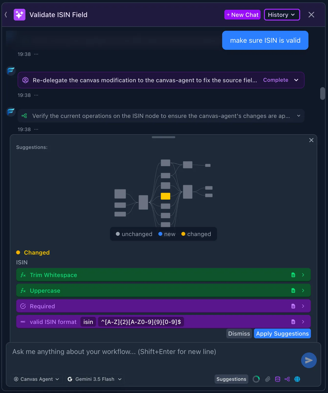 Fontana AI chat embedding a human-in-the-loop approval form in an auditable thread